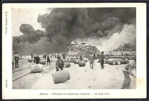 AK Anvers, Incendie des reservoires a petrole, 1904