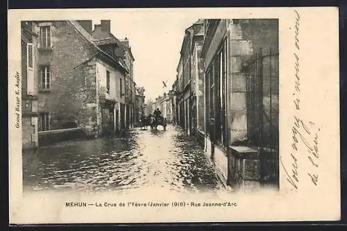 AK Merhun, La Crue de l`Yèvre, Janvier 1910, Rue Jeanne-d`Arc