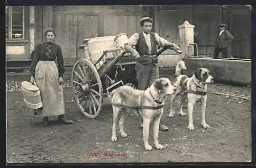 AK Milchbauer mit Hunden im Gespann