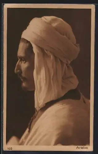 AK Arabe, Araber mit Kopftuch im Profil
