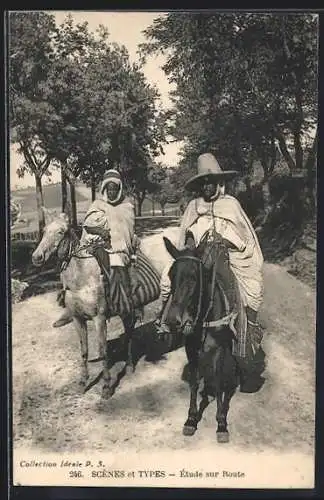 AK Algerien, Eselreiter auf einer Landstrasse