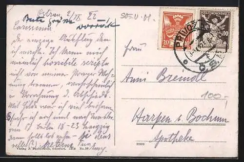 AK Mähr. Ostrau, Reichsbrücke mit Poln. Ostrau