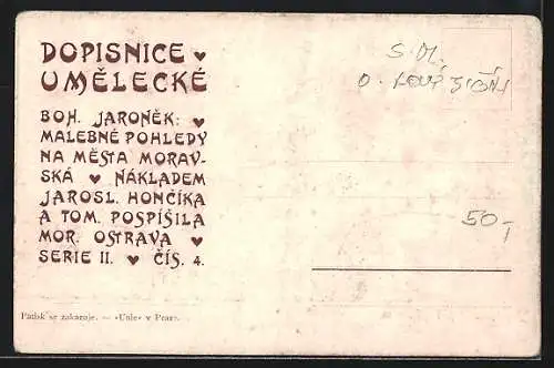 Künstler-AK Stramberk, Panorama pri západu