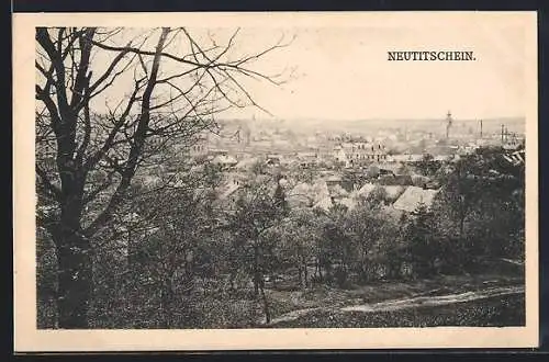 AK Neutitschein, Panorama mit Bäumen