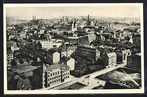AK Moravská Ostrava, Panorama mit Strassenpartie