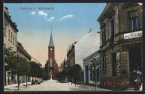 AK Oderberg, Kirchengasse mit Geschäft
