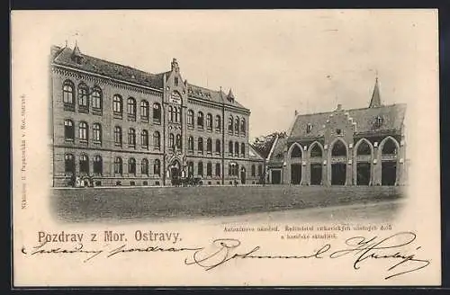 AK Mor. Ostrava, Antonínovo námestí, Reditelství Vitkovichých dolu a hasicské skladiste