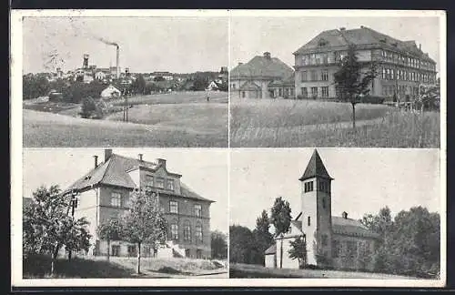 AK Petrvald na Tesínsku, Kirche, Gebäudeansicht, Ortspartie
