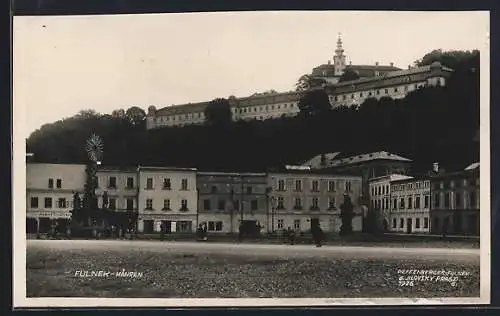 AK Fulnek /Mähren, Ortspartie mit Schloss