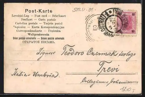AK Mähr.-Ostrau, Teilansicht mit Kirche