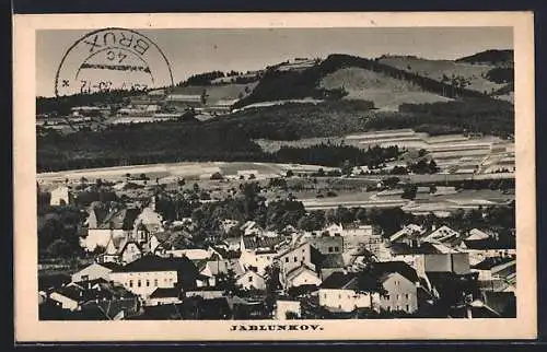AK Jablunkov, Panorama mit Bäumen