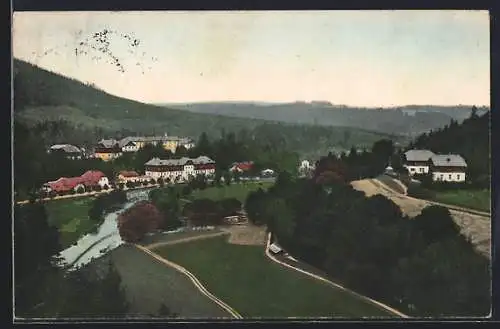 AK Bad Johannisbrunn, Panorama mit Strassenpartie