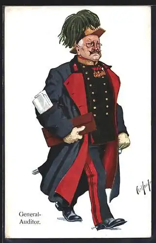 Künstler-AK Carl Josef Pollak: General-Auditor in Uniform