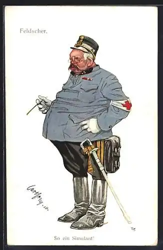 Künstler-AK Carl Josef Pollak: Feldscher, So ein Soimulant!