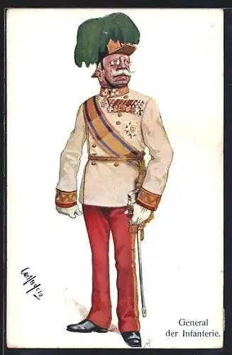 Künstler-AK Carl Josef Pollak: Stolzer General der Infanterie