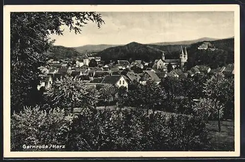 AK Gernrode /Harz, Teilansicht mit Kirche