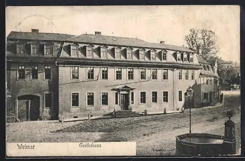 AK Weimar / Thüringen, Goethehaus mit Brunnen