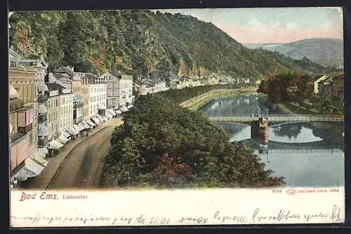 AK Bad Ems, Lahnufer mit Brücke