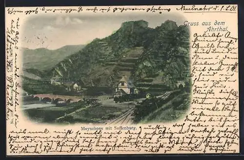 AK Mayschoss /Ahrthal, Ortspartie mit Saffenburg