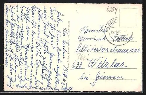 AK Niederbrechen, Ortspanorama, Berger Kirche, Wehrturm, Kirche