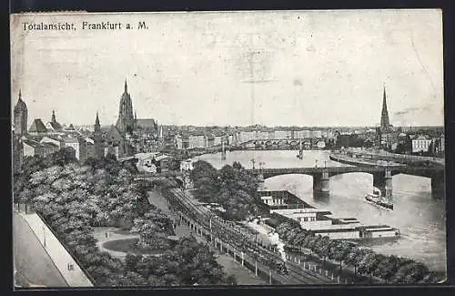 AK Frankfurt a. M., Totalansicht mit Kirche