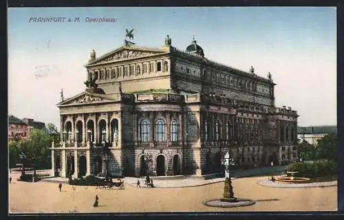 AK Frankfurt a. M., Opernhaus mit Denkmal