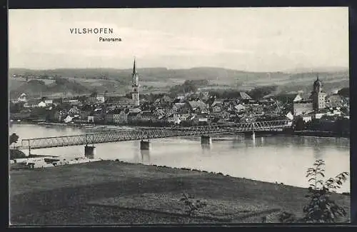 AK Vilshofen, Panorama mit Brücke