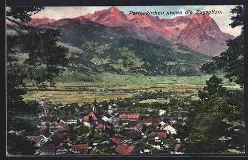 AK Partenkirchen, Teilansicht gegen die Zugspitze