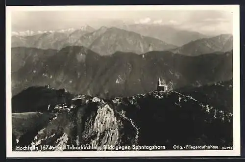 AK Hochfelln, Taborkirchlein mit Blick gegen Sonntagshorn, Fliegeraufnahme