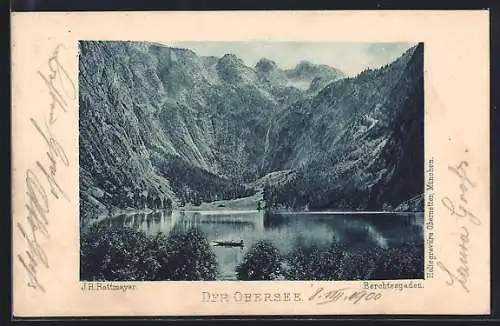 AK Berchtesgaden, Obersee mit Boot