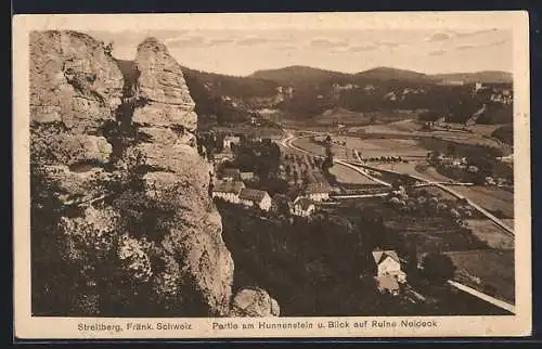 AK Streitberg /Fränk. Schweiz, Partie am Hunnenstein und Blick auf Ruine Neideck