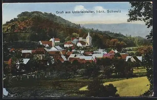 AK Unterleinleiter /Fränk. Schweiz, Teilansicht mit Kirche