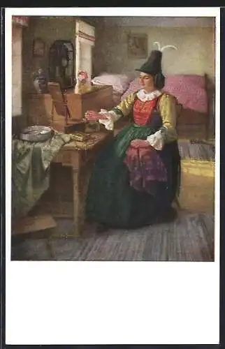 Künstler-AK K.M. Schuster: Dorfschöne aus Ost-Tirol