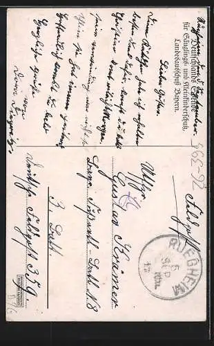 Künstler-AK Storch mit zwei Babys