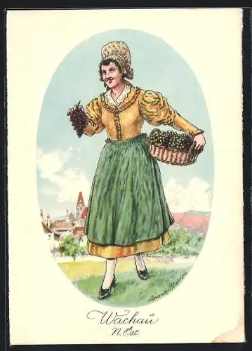 AK Frau aus der Wachau in Tracht
