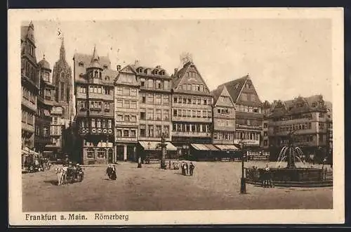 AK Alt-Frankfurt, Römerberg mit Brunnen