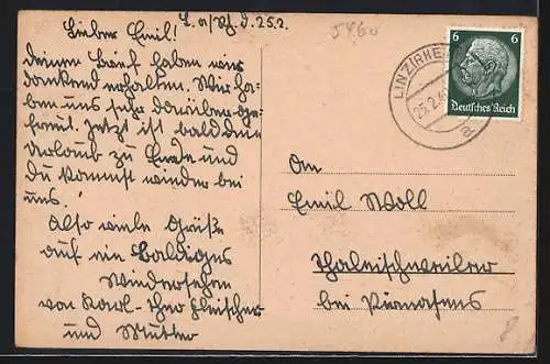 AK Linz a. Rhein, Gesamtansicht mit Rhein aus der Vogelschau