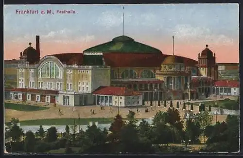 AK Frankfurt-Westend, Festhalle aus der Vogelschau