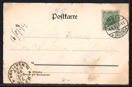 AK Bingen a. Rh., Totalansicht aus der Vogelschau