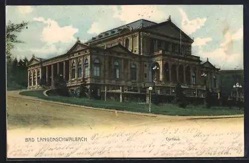 AK Bad Langenschwalbach, Curhaus mit Strasse