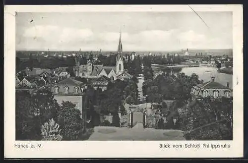 AK Hanau a. M., Totalansicht vom Schloss Philippsruhe aus
