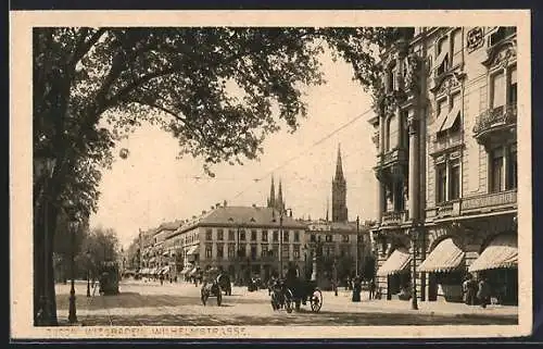 AK Wiesbaden, Wilhelmstrasse mit Nassauer Hof