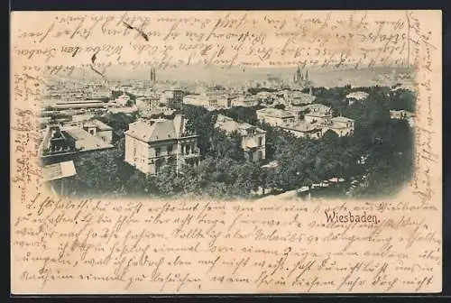 AK Wiesbaden, Teilansicht aus der Vogelschau