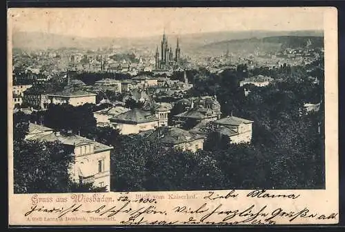 AK Wiesbaden, Blick vom Kaiserhofm auf die Stadt