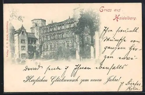 AK Heidelberg, Das Schloss, Neujahrsgruss