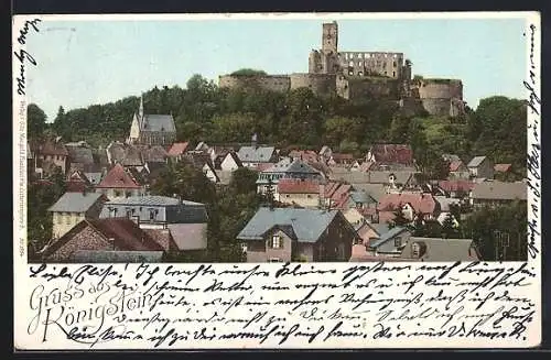 AK Königstein / Taunus, die Ruine über der Stadt