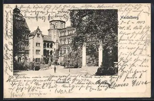 AK Heidelberg / Neckar, Im Schlossshof