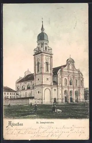 AK München, St. Josephkirche mit Anlage