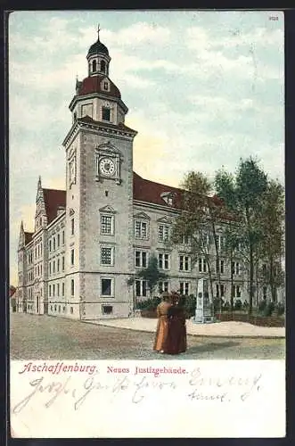 Lithographie Aschaffenburg, Ehrenmal am neuen Justizgebäude