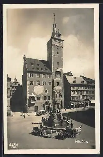 AK Würzburg, Altes Rathaus mit Grafen Eckhardturm